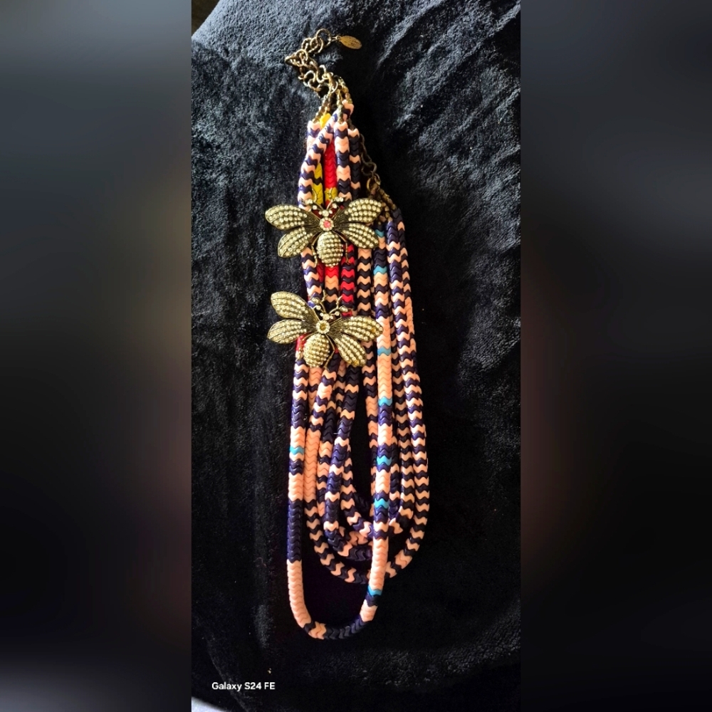 Sassy Jones Vintage Gold and Multicolor Beaded Necklace